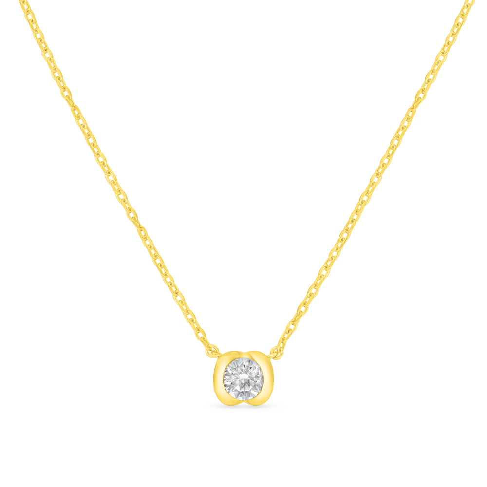 Sterling Silver 925 Necklace Golden Plated Embedded With White Zircon