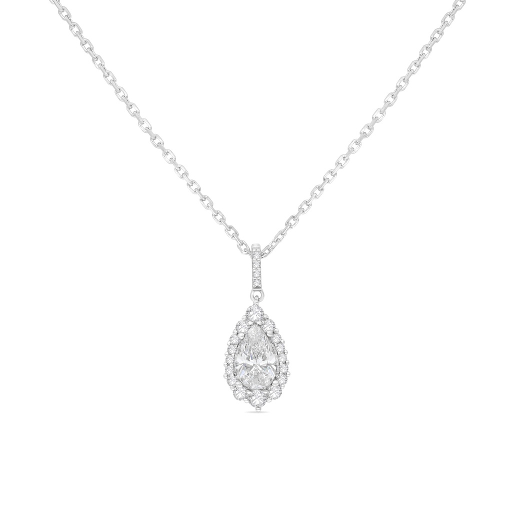 Sterling Silver 925 Necklace Rhodium Plated Embedded With White Zircon