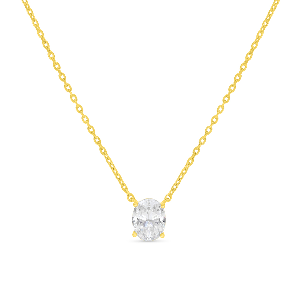 Sterling Silver 925 Necklace Golden Plated Embedded With White Zircon