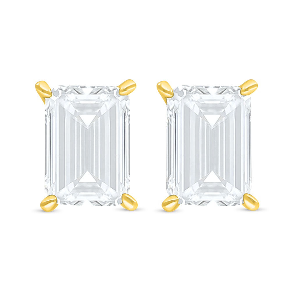 Sterling Silver 925 Earring Golden Plated Embedded With White Zircon