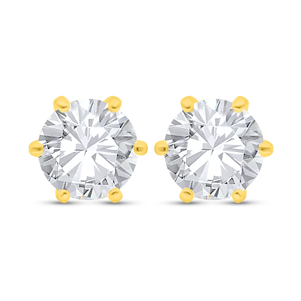 Sterling Silver 925 Earring Golden Plated Embedded With White Zircon