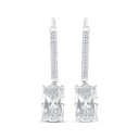 Sterling Silver 925 Earring Rhodium Plated Embedded With White Zircon