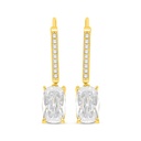 Sterling Silver 925 Earring Golden Plated Embedded With White Zircon