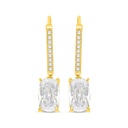 Sterling Silver 925 Earring Golden Plated Embedded With White Zircon