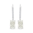 Sterling Silver 925 Earring Rhodium Plated Embedded With Yellow Diamond And White Zircon