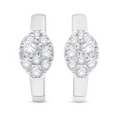 Sterling Silver 925 Earring Rhodium Plated Embedded With White Zircon