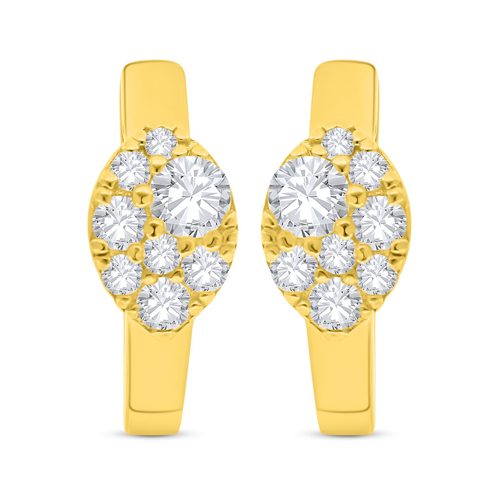 Sterling Silver 925 Earring Golden Plated Embedded With White Zircon