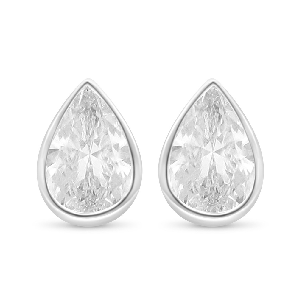 Sterling Silver 925 Earring Rhodium Plated Embedded With White Zircon