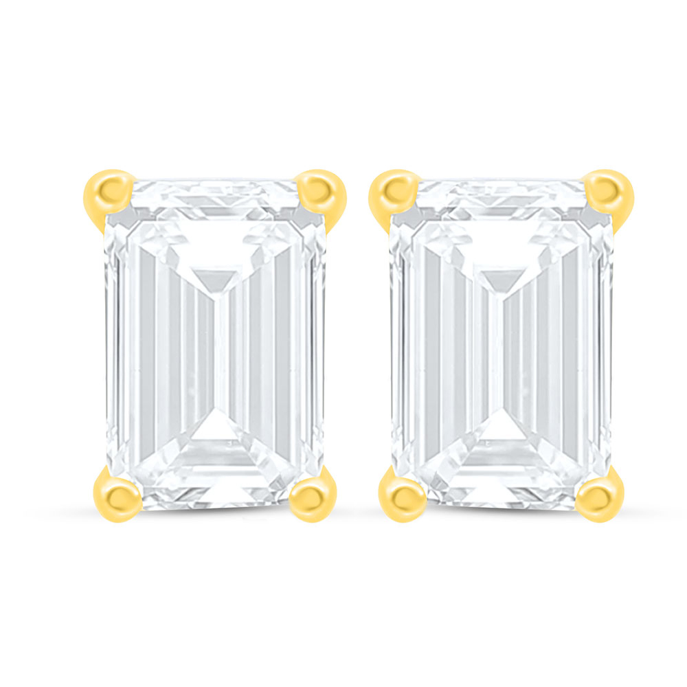 Sterling Silver 925 Earring Golden Plated Embedded With White Zircon