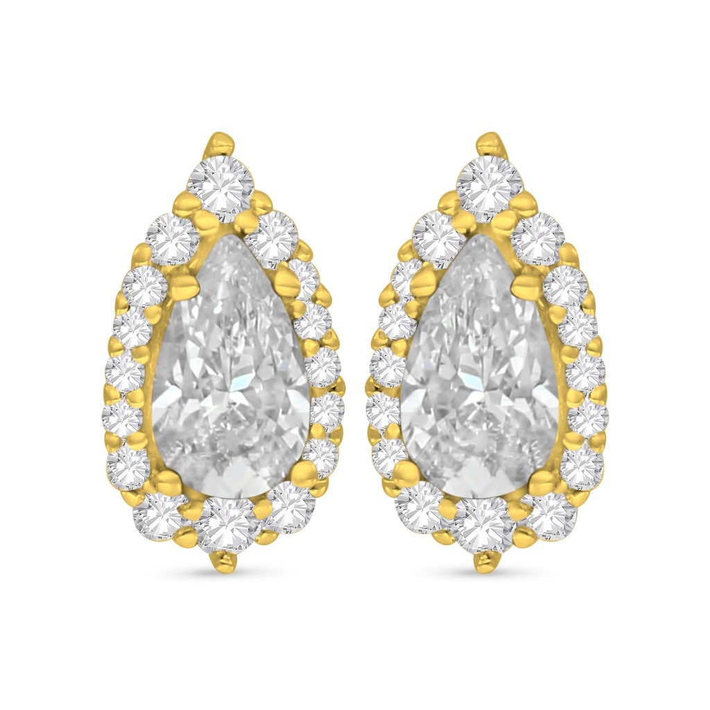 Sterling Silver 925 Earring Golden Plated Embedded With White Zircon