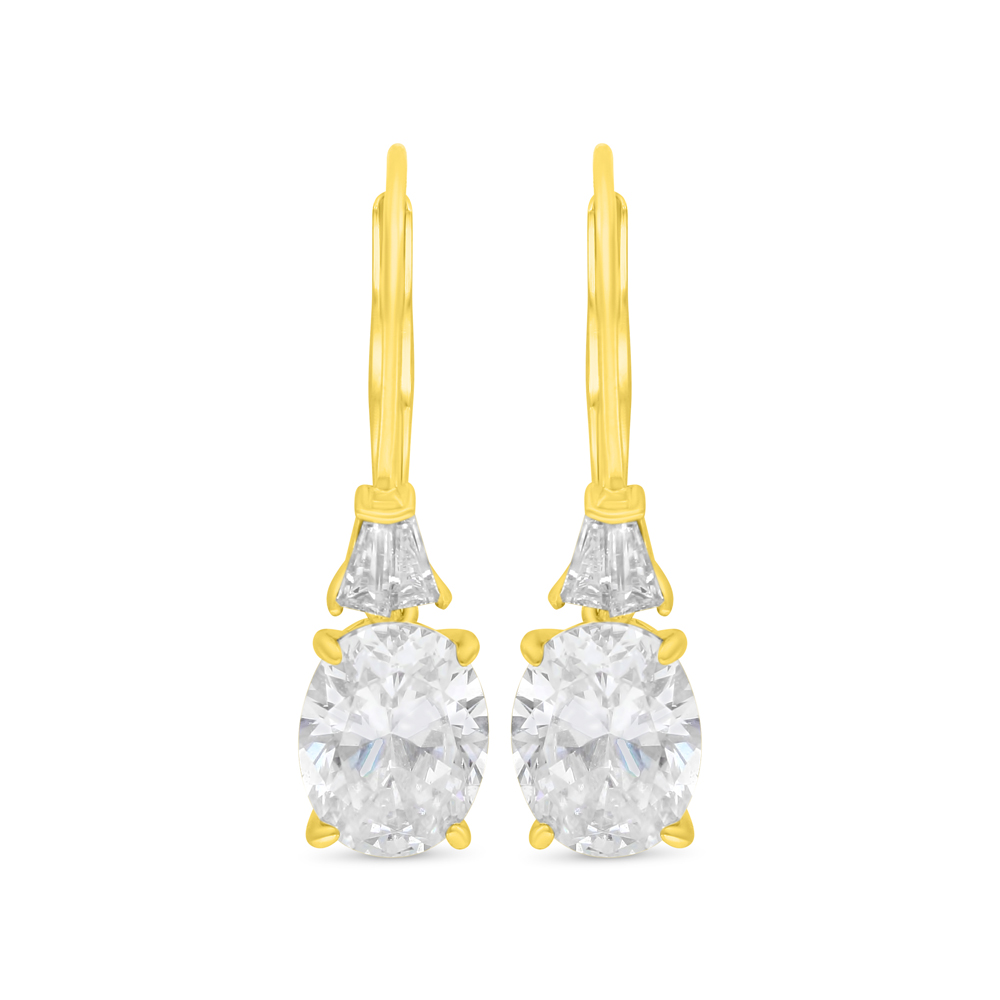 Sterling Silver 925 Earring Golden Plated Embedded With White Zircon