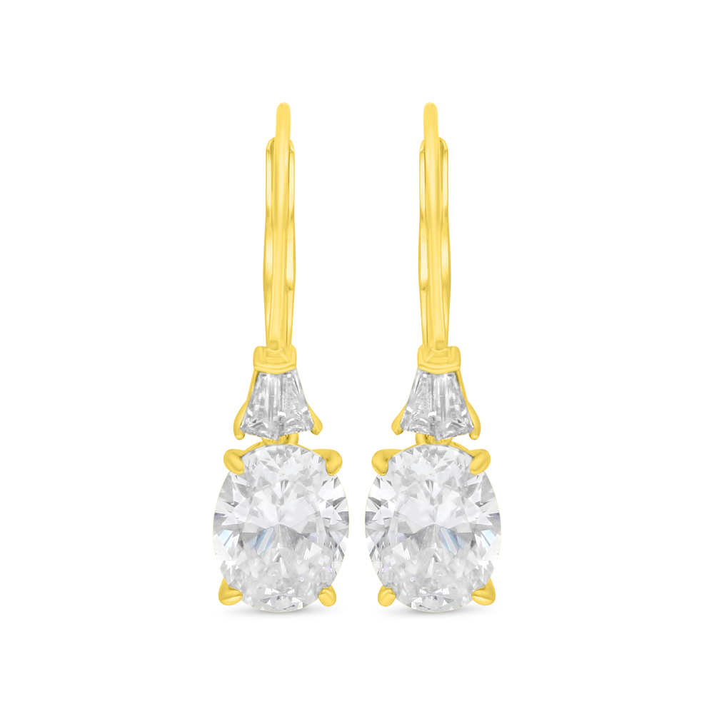 Sterling Silver 925 Earring Golden Plated Embedded With White Zircon