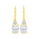 Sterling Silver 925 Earring Golden Plated Embedded With White Zircon