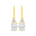 Sterling Silver 925 Earring Golden Plated Embedded With White Zircon