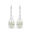 Sterling Silver 925 Earring Rhodium Plated Embedded With Yellow Diamond And White Zircon