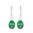 Sterling Silver 925 Earring Rhodium Plated Embedded With Emerald Zircon And White Zircon