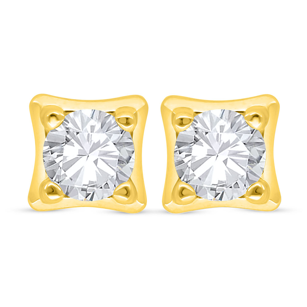 Sterling Silver 925 Earring Golden Plated Embedded With White Zircon