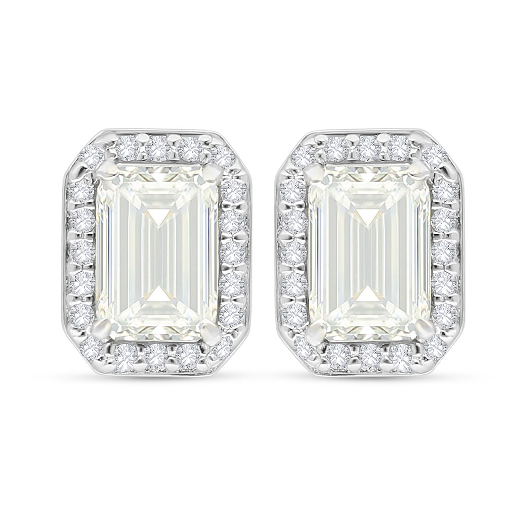 Sterling Silver 925 Earring Rhodium Plated Embedded With Yellow Diamond And White Zircon