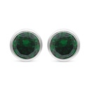 Sterling Silver 925 Earring Rhodium Plated Embedded With Emerald Zircon And White Zircon