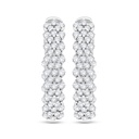 Sterling Silver 925 Earring Rhodium Plated Embedded With White Zircon