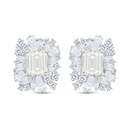 Sterling Silver 925 Earring Rhodium Plated Embedded With Yellow Diamond And White Zircon