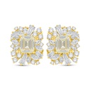 Sterling Silver 925 Earring Golden Plated Embedded With Yellow Diamond And White Zircon