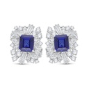 Sterling Silver 925 Earring Rhodium Plated Embedded With Sapphire Corundum And White Zircon