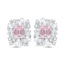 Sterling Silver 925 Earring Rhodium Plated Embedded With pink Zircon And White Zircon