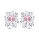 Sterling Silver 925 Earring Rhodium Plated Embedded With pink Zircon And White Zircon