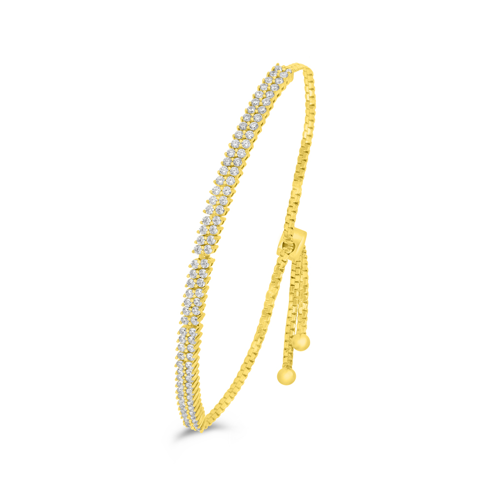 Sterling Silver 925 Bracelet Golden Plated Embedded With White Zircon