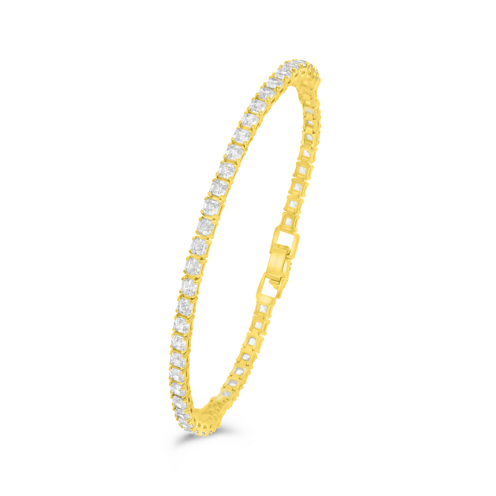 Sterling Silver 925 Bracelet Golden Plated Embedded With White Zircon