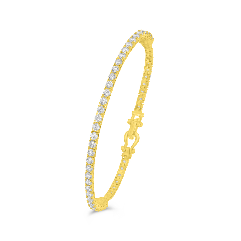 Sterling Silver 925 Bracelet Golden Plated Embedded With White Zircon