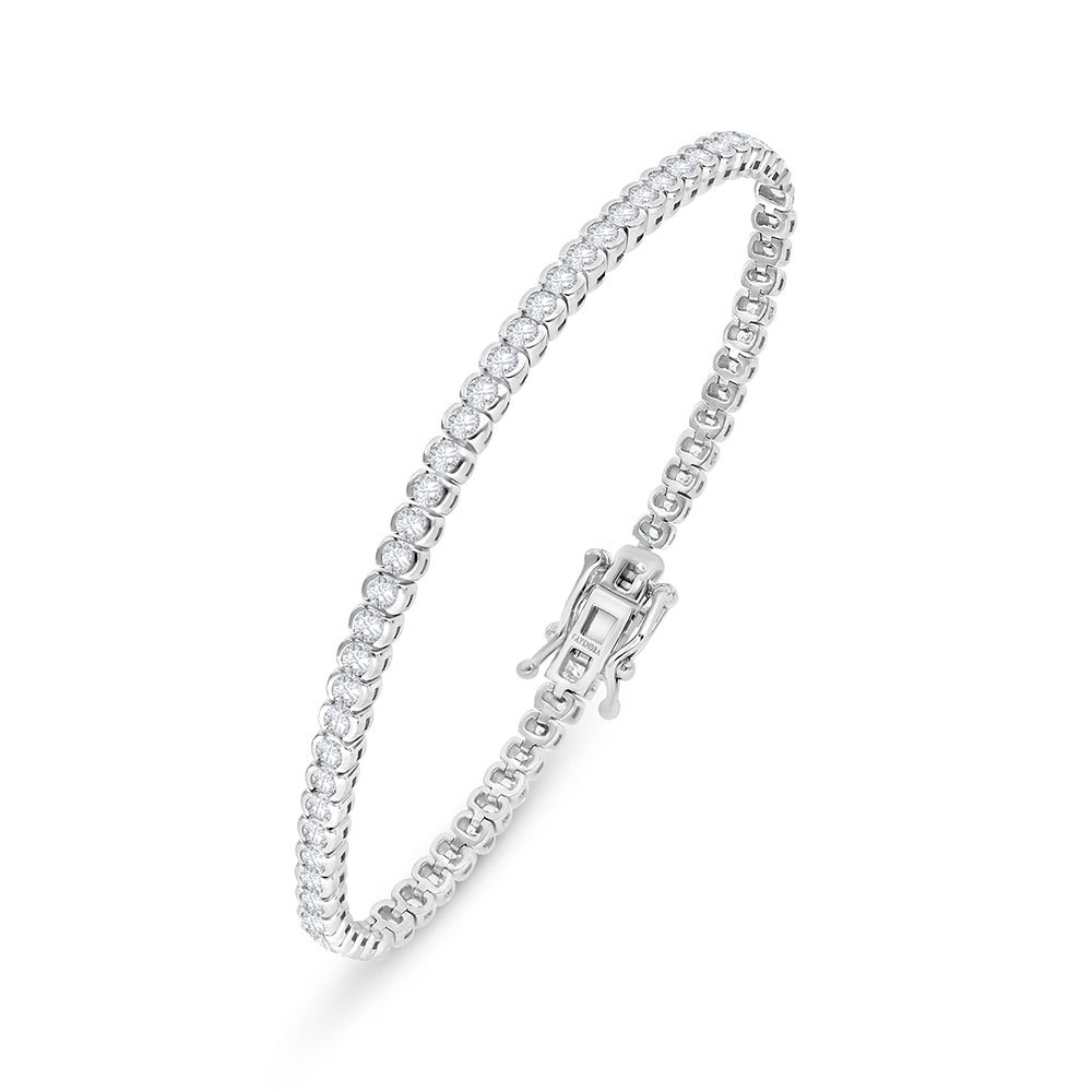 Sterling Silver 925 Bracelet Rhodium Plated Embedded With White Zircon 