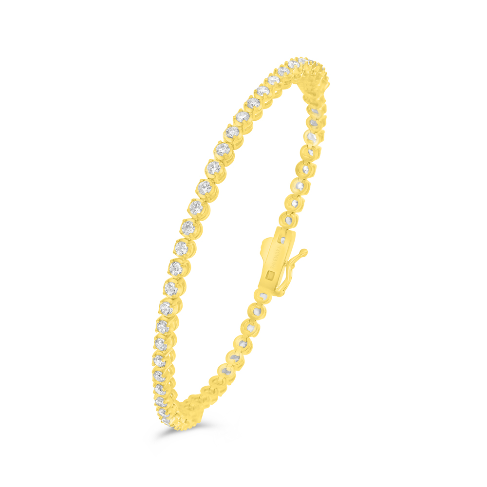 Sterling Silver 925 Bracelet Golden Plated Embedded With White Zircon