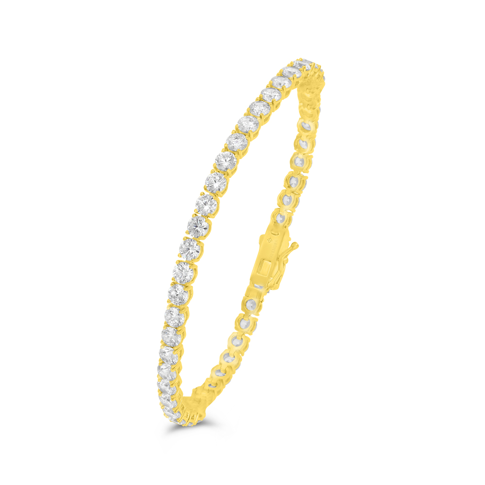 Sterling Silver 925 Bracelet Golden Plated Embedded With White Zircon