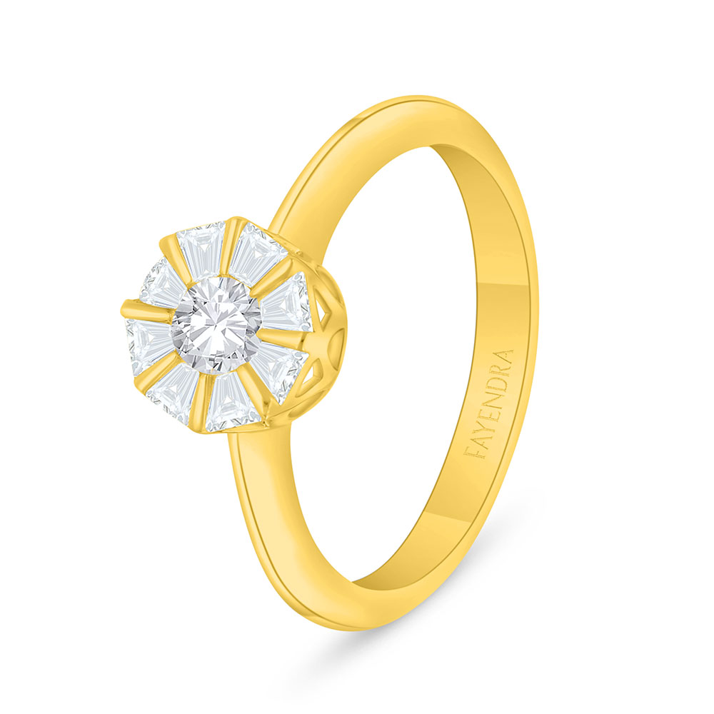 Sterling Silver 925 Ring Golden Plated Embedded With White Zircon