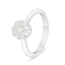 Sterling Silver 925 Ring Rhodium Plated Embedded With Yellow Diamond And White Zircon