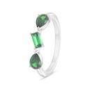 Sterling Silver 925 Ring Rhodium Plated Embedded With Emerald Zircon 