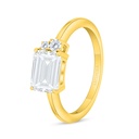 Sterling Silver 925 Ring Golden Plated Embedded With White Zircon