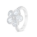 Sterling Silver 925 Ring Rhodium Plated Embedded With White Zircon