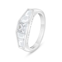 Sterling Silver 925 Ring Rhodium Plated Embedded With White Zircon