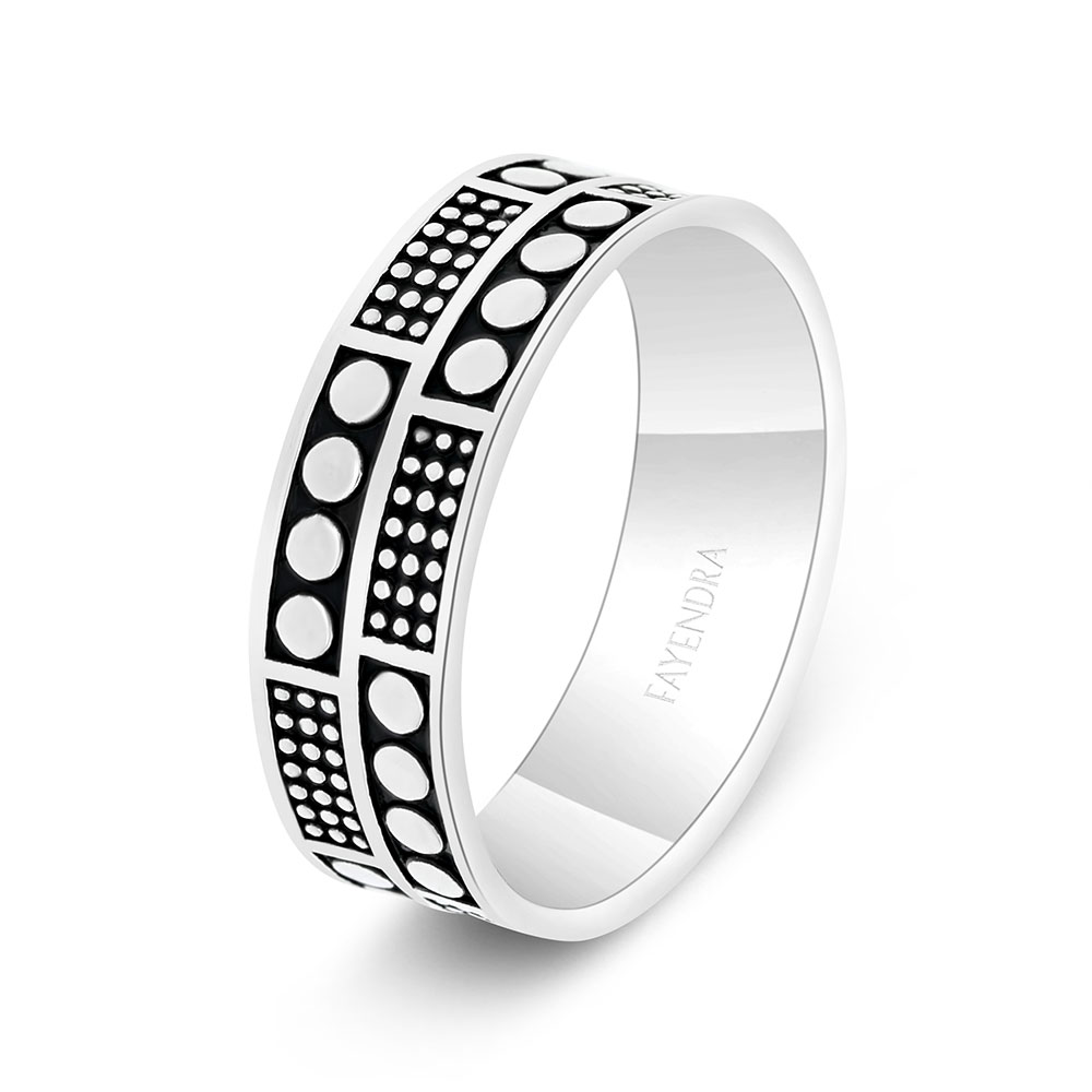 Sterling Silver 925 Wedding Ring Rhodium And Black Plated For Men