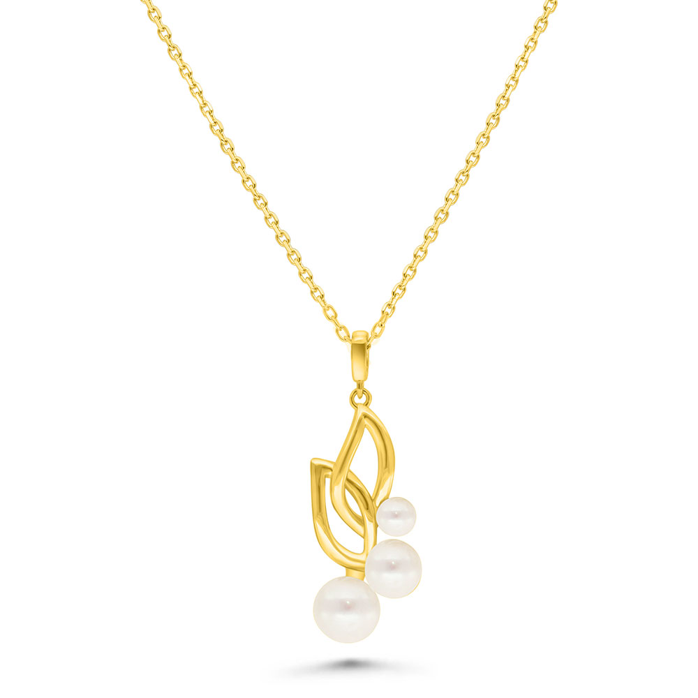 Sterling Silver 925 Necklace Golden Plated Embedded With Fresh Water Pearl