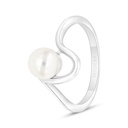 Sterling Silver 925 Ring Rhodium Plated Embedded With Fresh Water Pearl