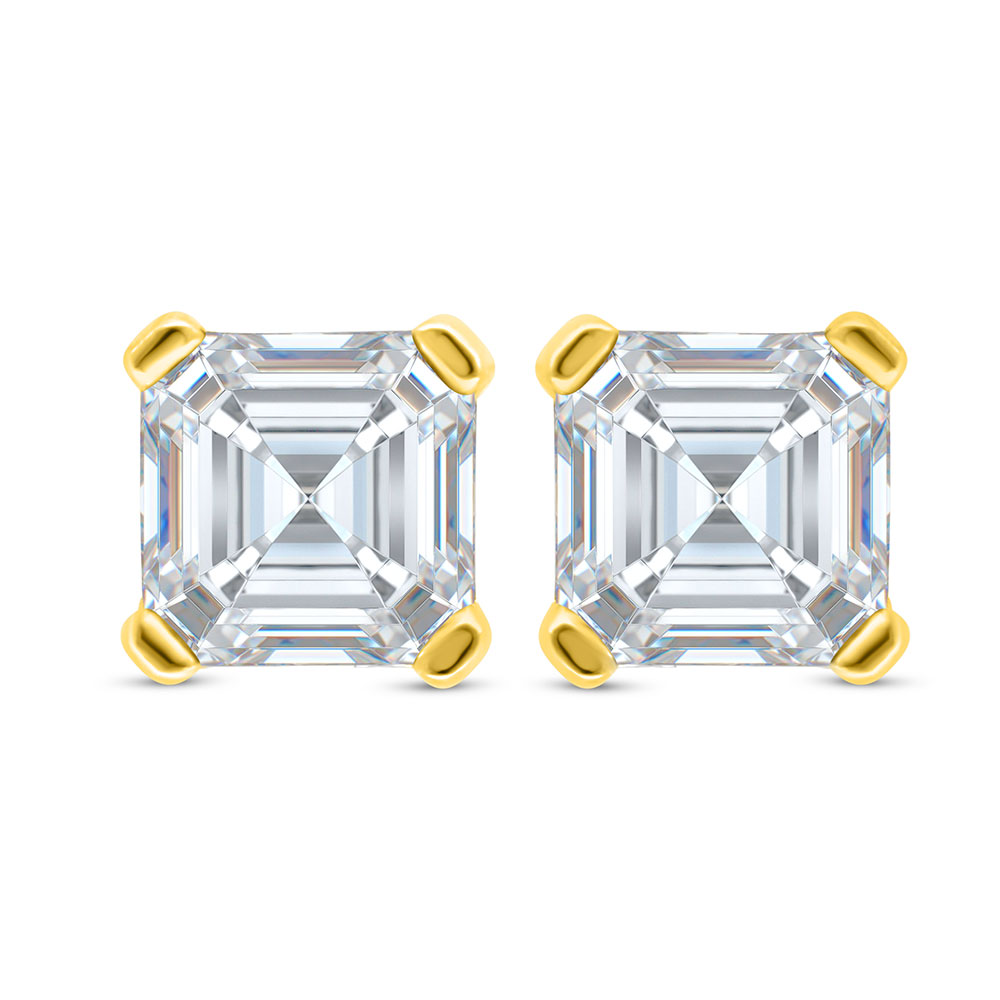 Sterling Silver 925 Earring Golden Plated Embedded With White Zircon