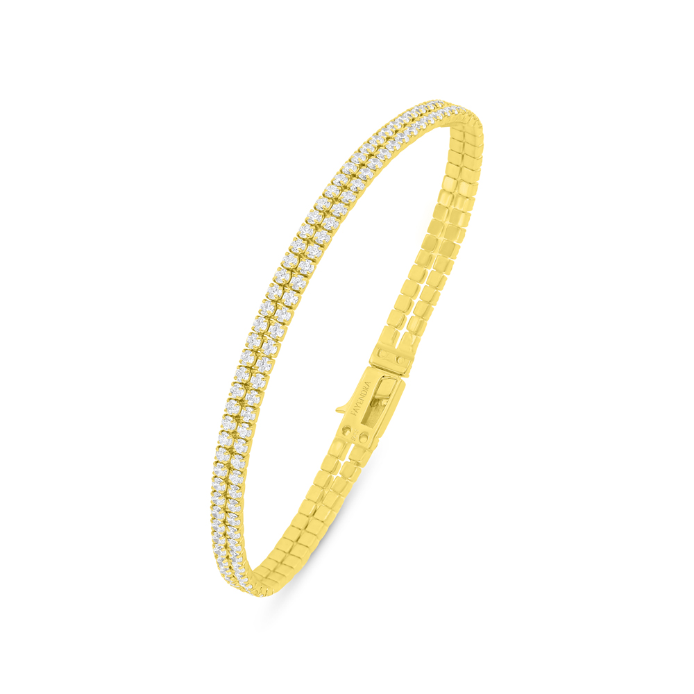 Sterling Silver 925 Bracelet Golden Plated Embedded With White Zircon