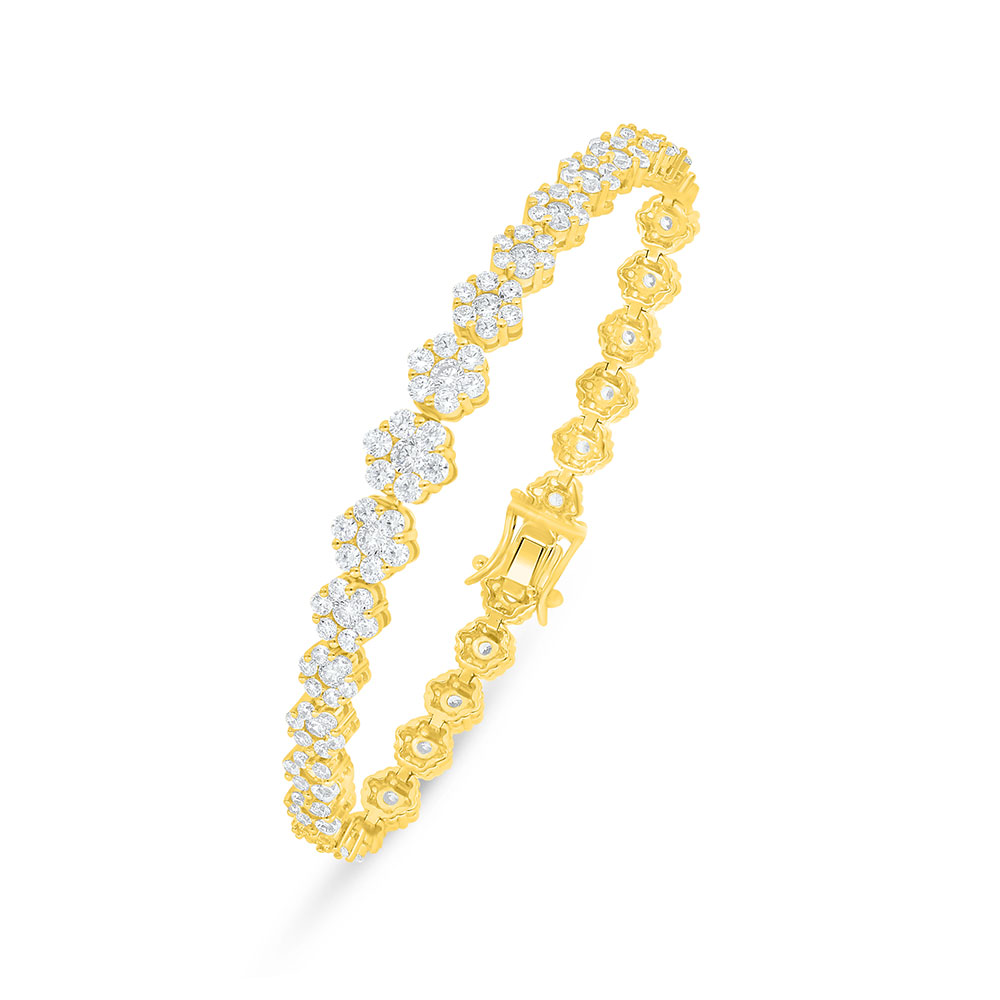 Sterling Silver 925 Bracelet Golden Plated Embedded With Yellow Diamond 