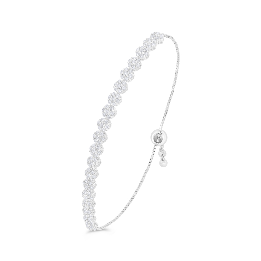 Sterling Silver 925 Bracelet Rhodium Plated Embedded With White Zircon