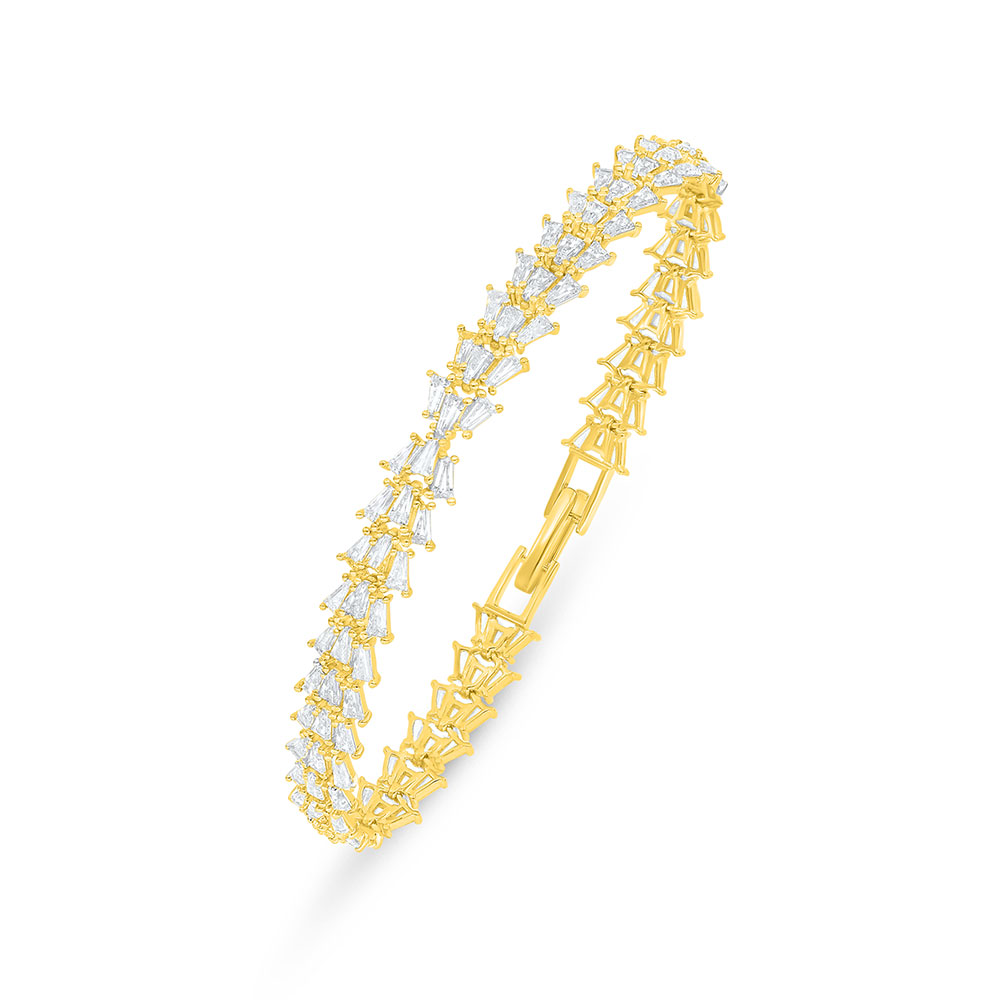 Sterling Silver 925 Bracelet Golden Plated Embedded With White Zircon