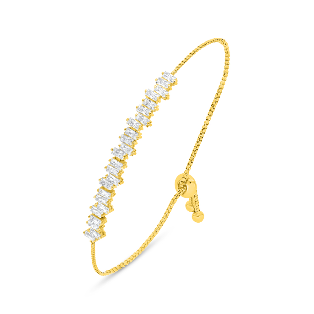 Sterling Silver 925 Bracelet Golden Plated Embedded With White Zircon